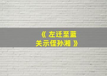 《 左迁至蓝关示侄孙湘 》